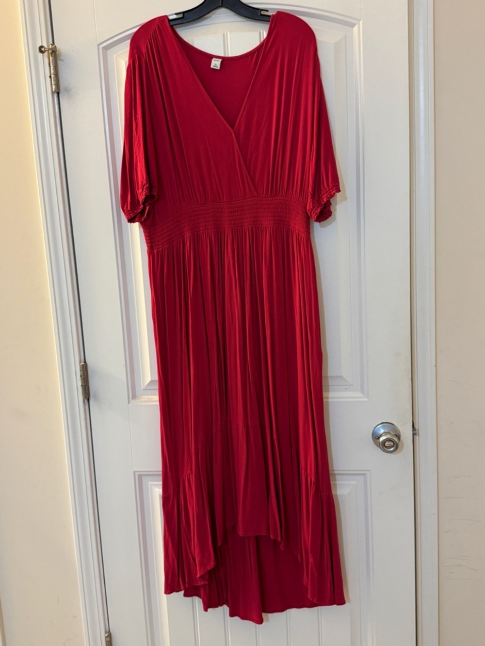 Old Navy Magenta V-Neck Smocked Waist High-Low Maxi Dress Size XL